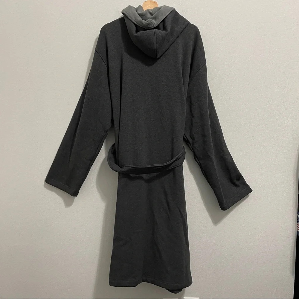 UGG Brunswick Robe Charcoal Gray Plush Hooded Lined Mens Large L XL - Picture 3 of 13